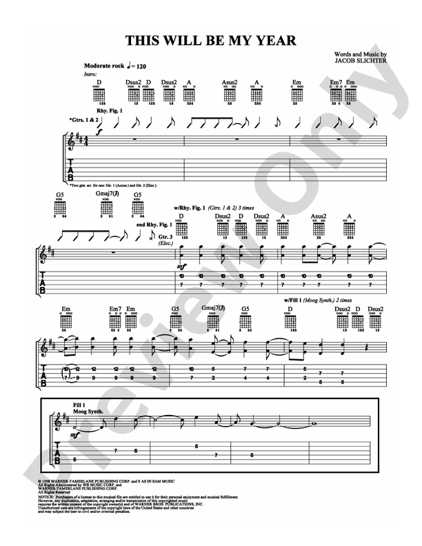 This Will Be My Year - Guitar TAB (Digital Download)
