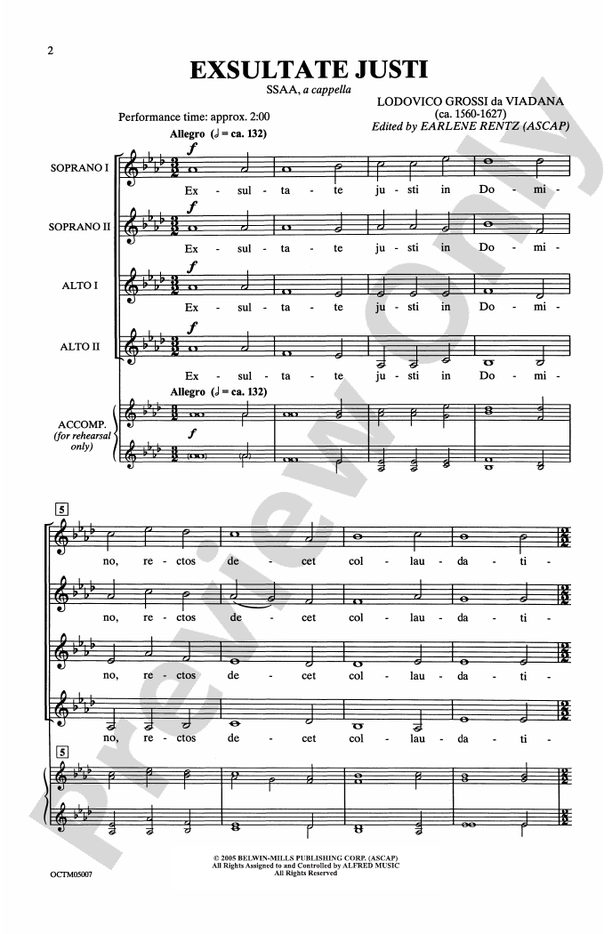 Exsultate Justi – SSAA, a cappella Choral Octavo (Digital Download)