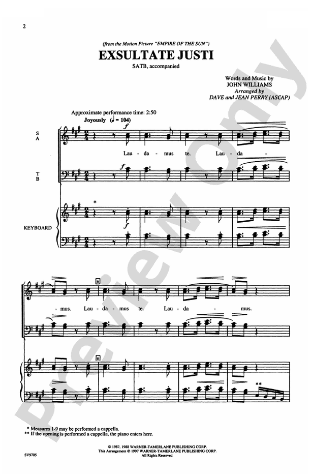 Exsultate Justi – SATB Choral Octavo (Digital Download)
