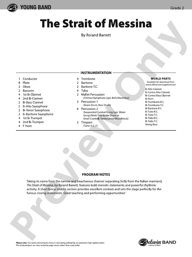 The Strait of Messina – Concert Band Conductor Score & Parts (Digital Download)