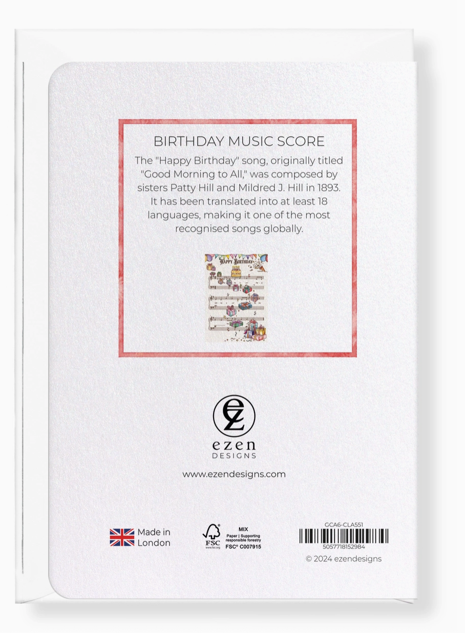 Greeting Card Birthday Music Score: Victorian Greeting Card