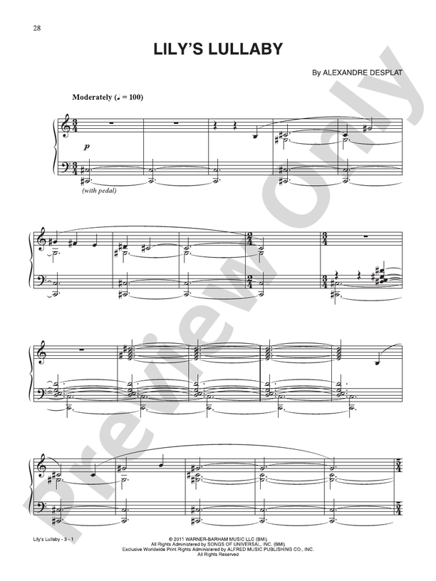 Lily's Lullaby (from "Harry Potter and the Deathly Hallows Part 2") - Piano (Digital Download)