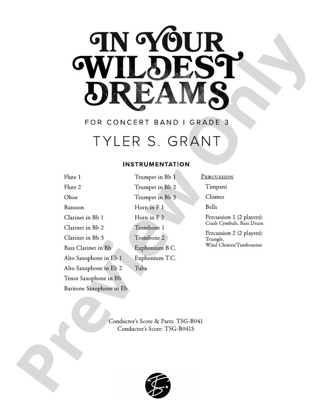 In Your Wildest Dreams - Concert Band Conductor Score & Parts(Digital Download)