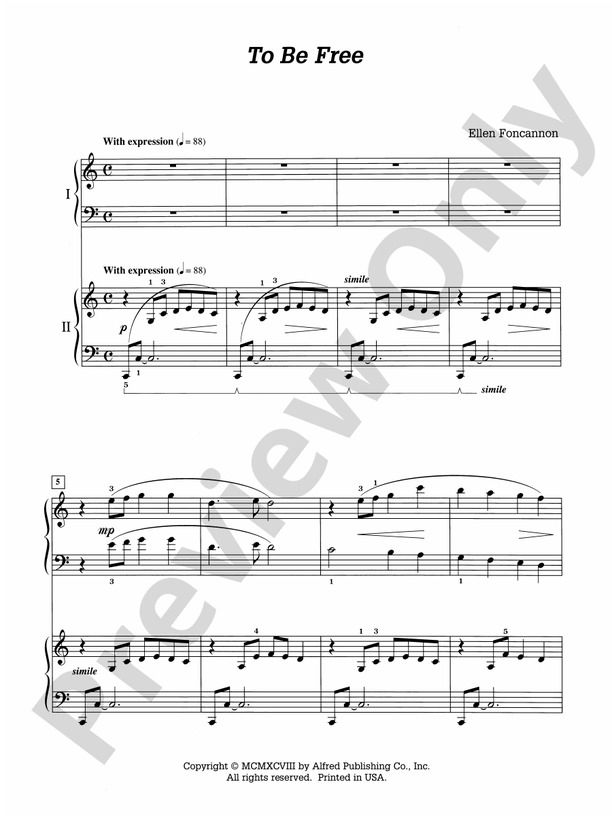 To Be Free - 2 Pianos, 4 Hands (Digital Download)