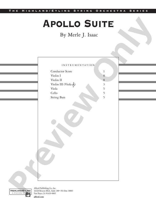 The Apollo Suite – String Orchestra Conductor Score & Parts (Digital Download)