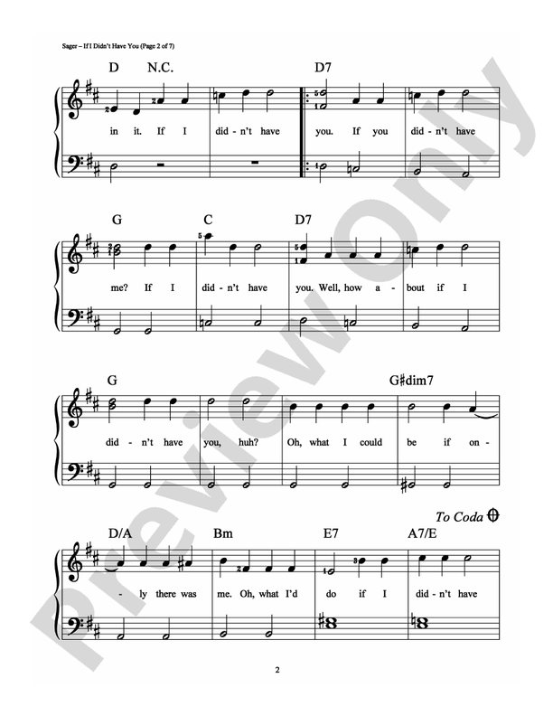 If I Didn't Have You - Arr. Richard Bradley - Easy Piano (Digital Download)