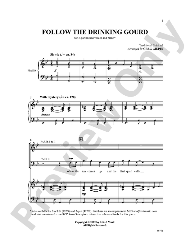 Follow the Drinking Gourd - 3 Part Mixed Choral Octavo (Digital Download)