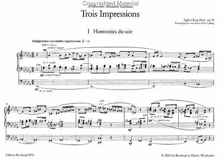 3 IMPRESSIONS OP 72 FOR PIPE ORGAN - SIGFRID KARG-ELERT - BREITKOPF & HAERTEL