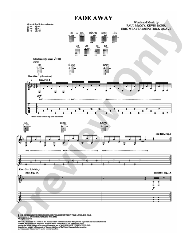 Fade Away - 12 Stones - Guitar TAB (Digital Download)