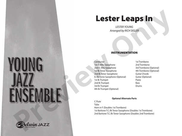 Lester Leaps In - Jazz Ensemble Conductor Score & Parts(Digital Download)
