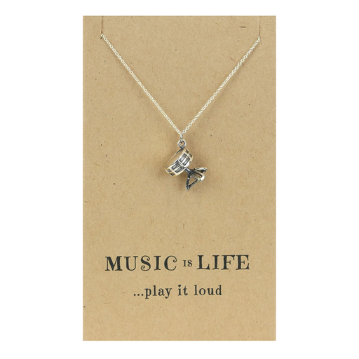 Sterling Silver Pendant and Chain - A snare drum shaped pendant comes on a chain.