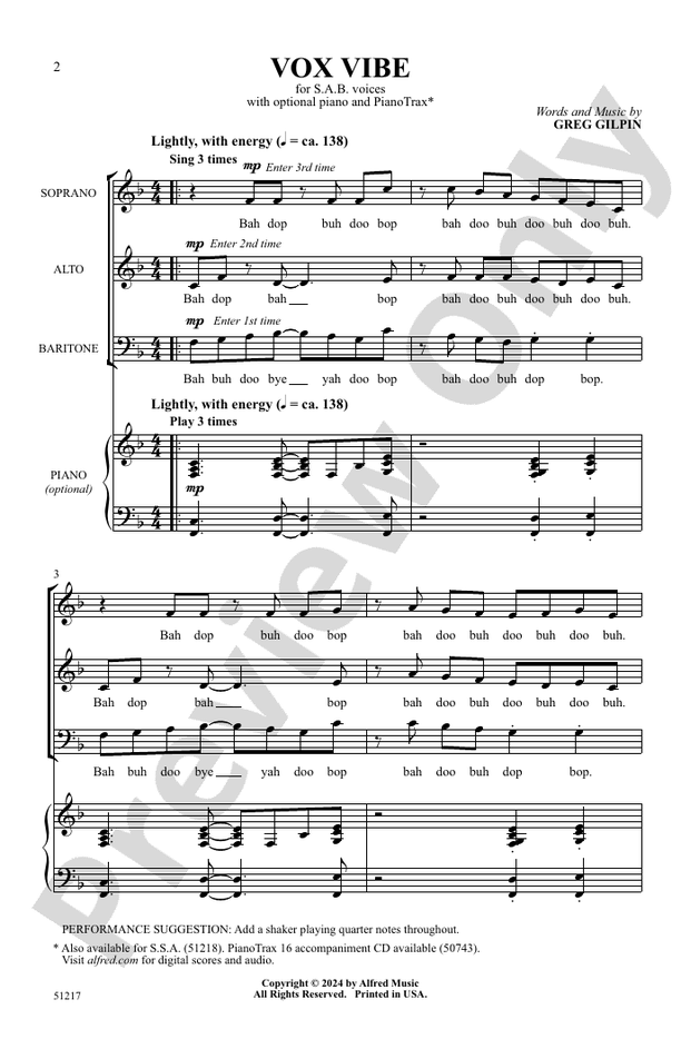 Vox Vibe - SAB Choral Octavo (Digital Download)