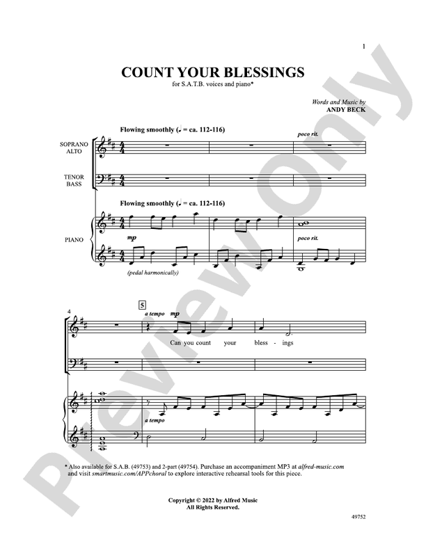 Count Your Blessings - SATB Choral Octavo (Digital Download)
