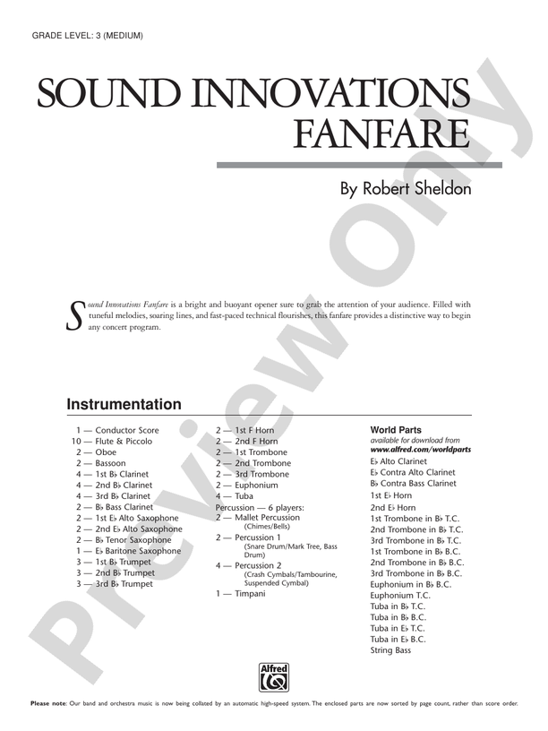 Sound Innovations Fanfare - Concert Band Conductor Score & Parts (Digital Download)