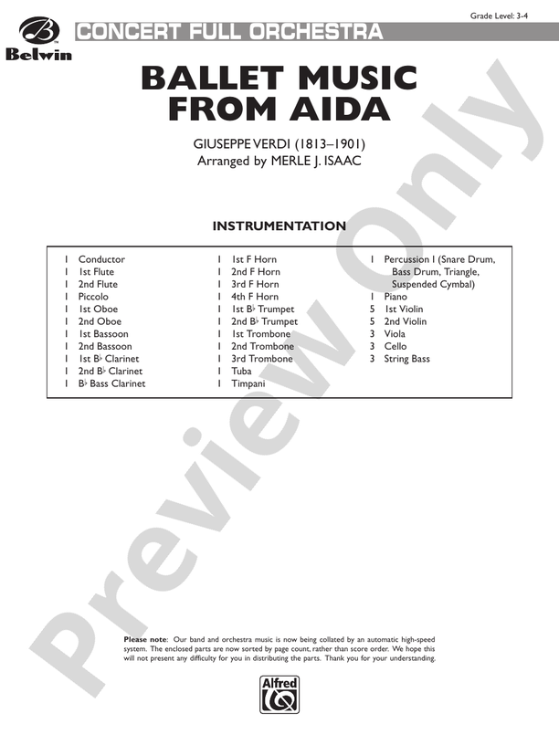 Ballet Music from Aïda – Full Orchestra Conductor Score & Parts (Digital Download)