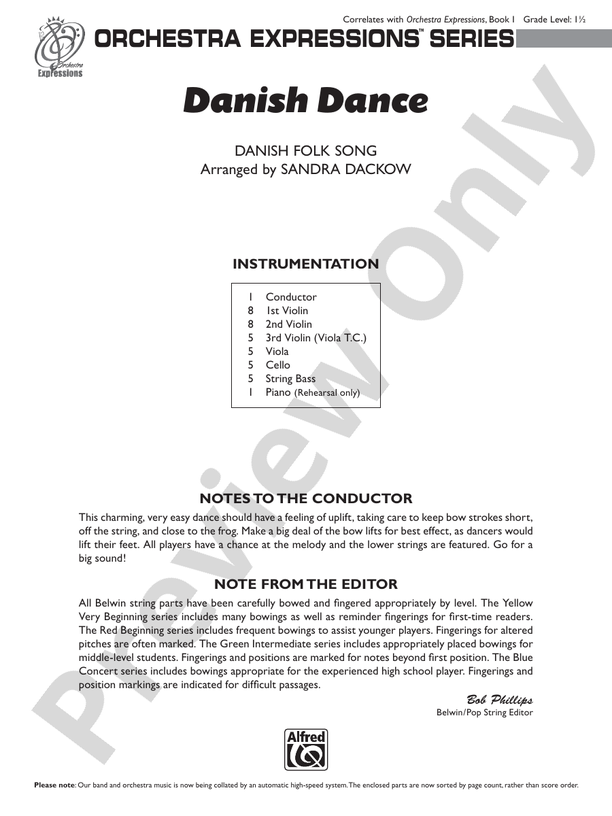Danish Dance – String Orchestra Conductor Score & Parts (Digital Download)