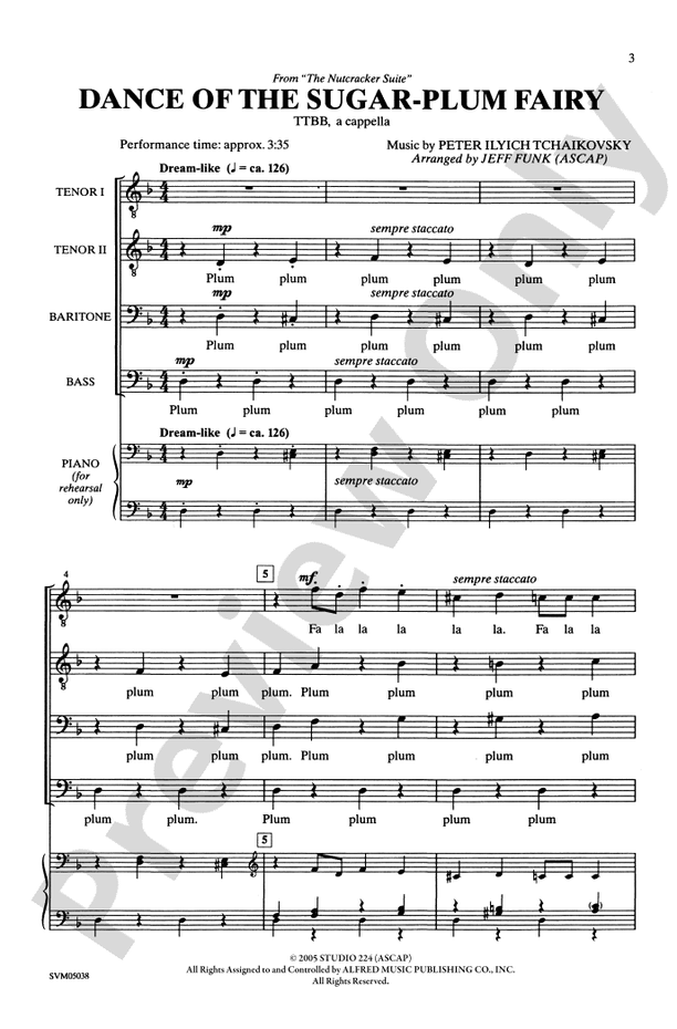 Dance of the Sugar-Plum Fairy (from The Nutcracker Suite) – TTBB, a cappella Choral Octavo (Digital Download)