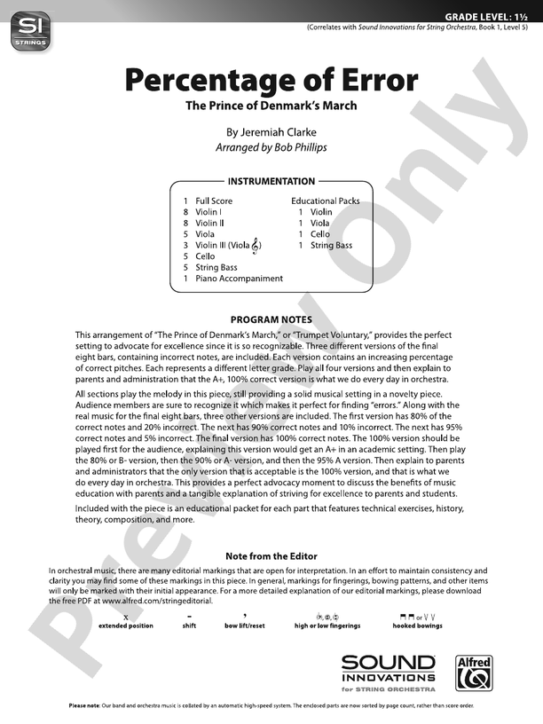 Percentage of Error - String Orchestra Conductor Score & Parts (Digital Download)