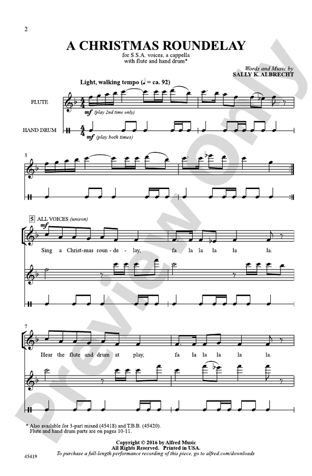 A Christmas Roundelay - SSA, a cappella Choral Octavo (Digital Download)
