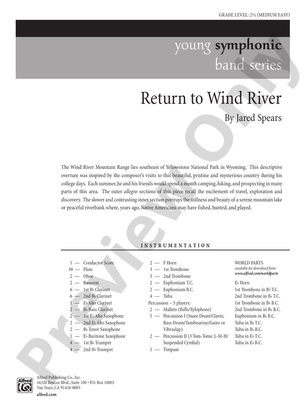 Return to Wind River - Concert Band Conductor Score & Parts (Digital Download)