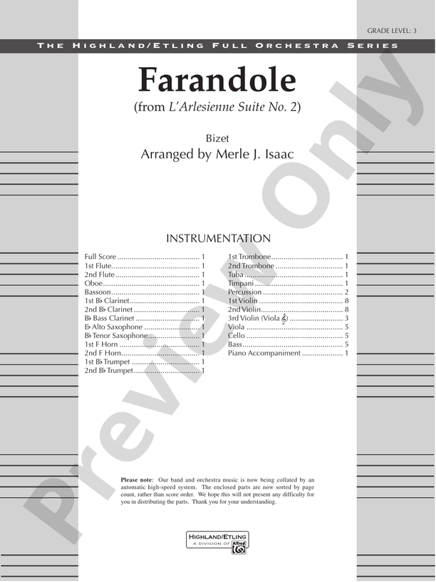 Farandole – Full Orchestra Conductor Score & Parts (Digital Download)