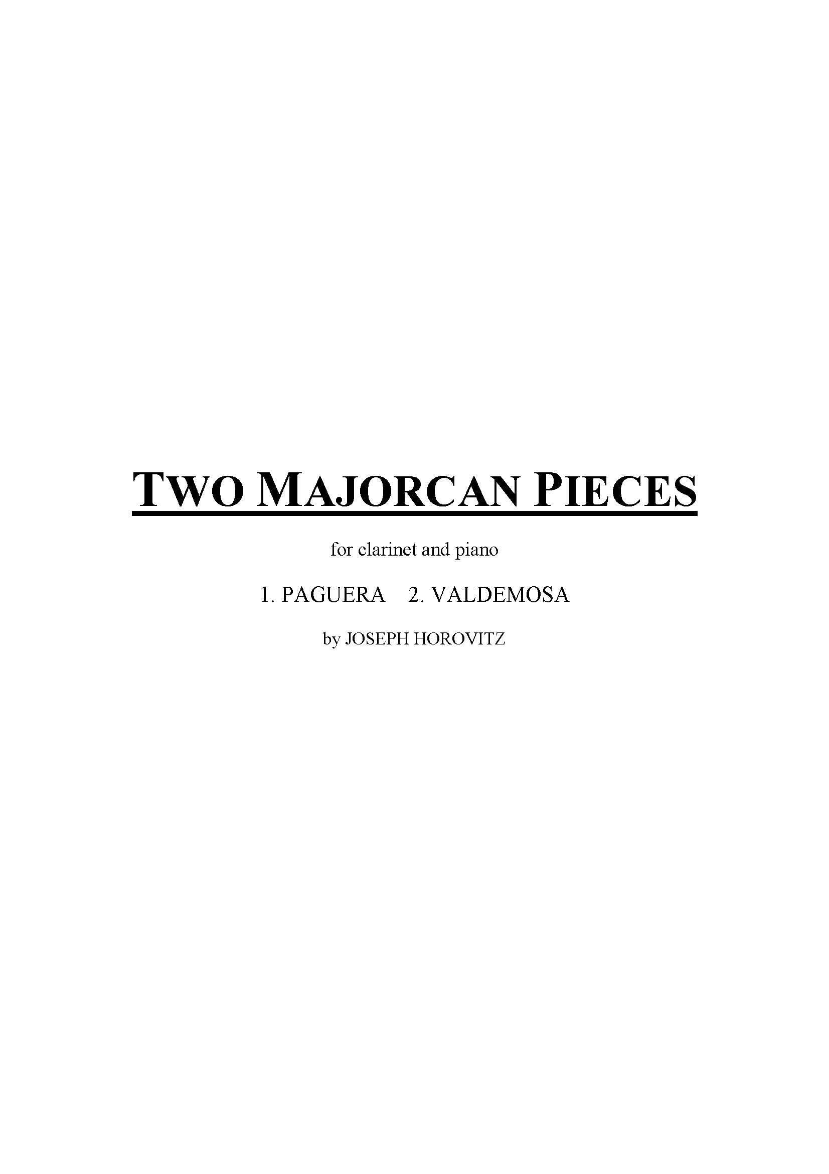 Paguera (from 'Two Majorcan Pieces') - Clarinet Part (Digital Download)