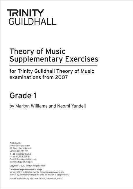Trinity Theory of Music Supp Exercises Grade 1