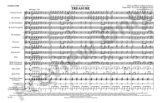 Treasure – Marching Band Conductor Score & Parts (Digital Download)