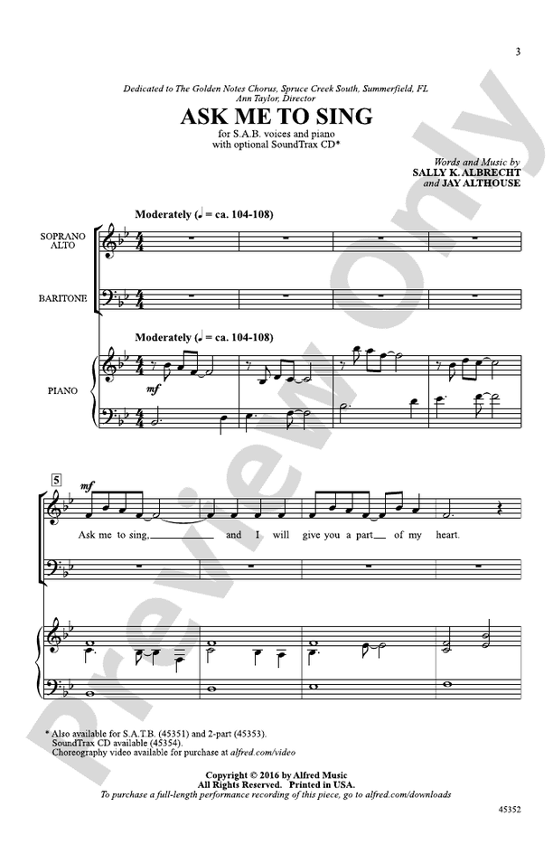 Ask Me to Sing – SAB Choral Octavo (Digital Download)