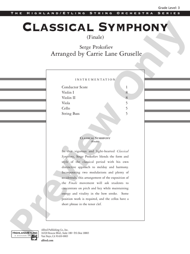 Classical Symphony – String Orchestra Conductor Score & Parts (Digital Download)