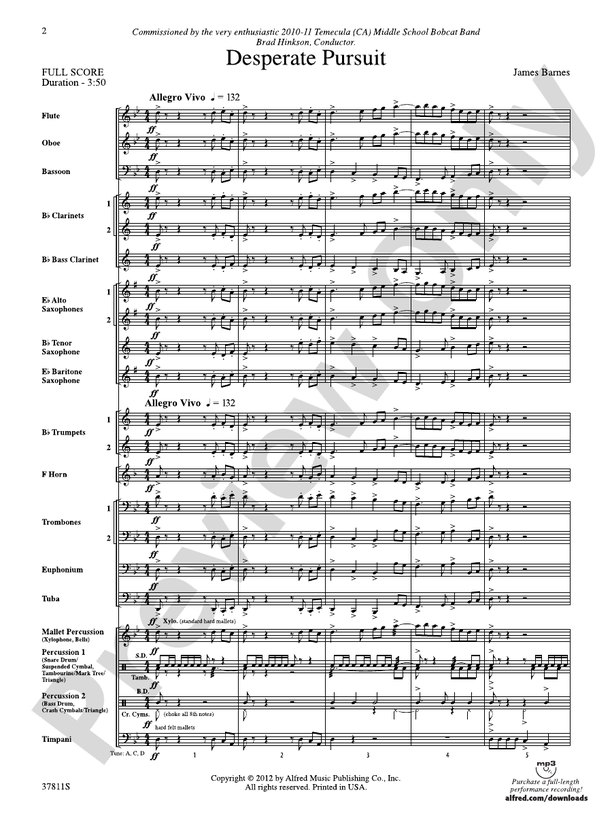 Desperate Pursuit - Concert Band Conductor Score & Parts (Digital Download)