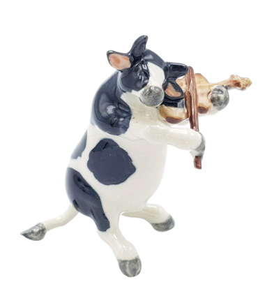 Bull Playing the Violin Porcelain Figurine