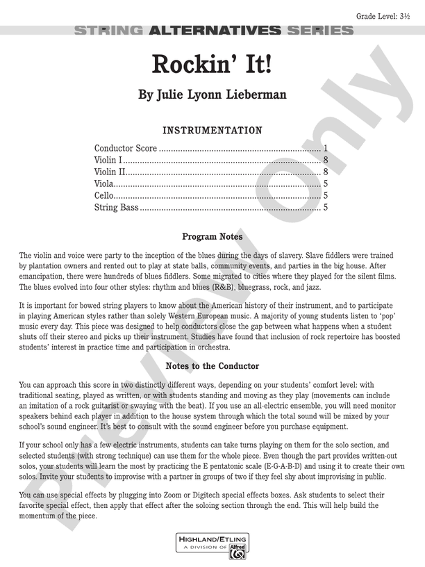 Rockin' It! – String Orchestra Conductor Score & Parts (Digital Download)