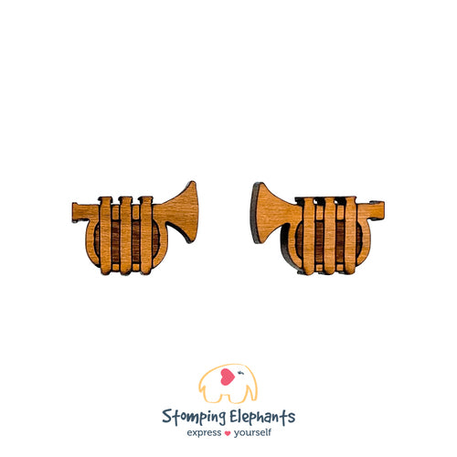 Stud Earrings Wooden Trumpets