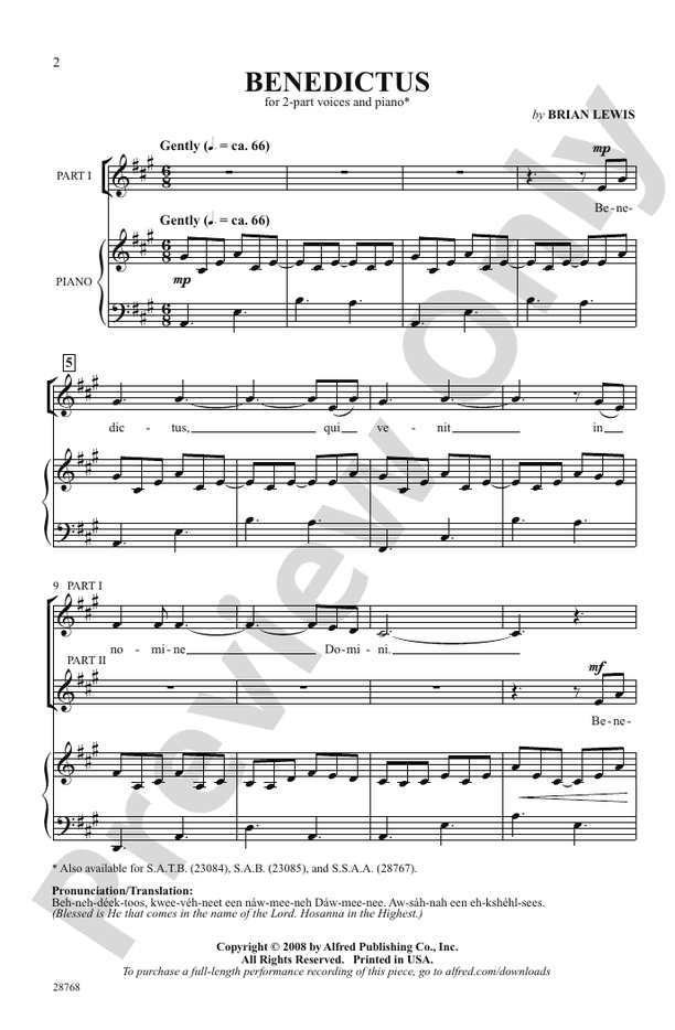 Benedictus – 2-Part Choral Octavo (Digital Download)