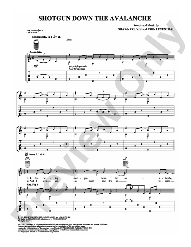 Shotgun Down The Avalanche - Easy Guitar (Digital Download)