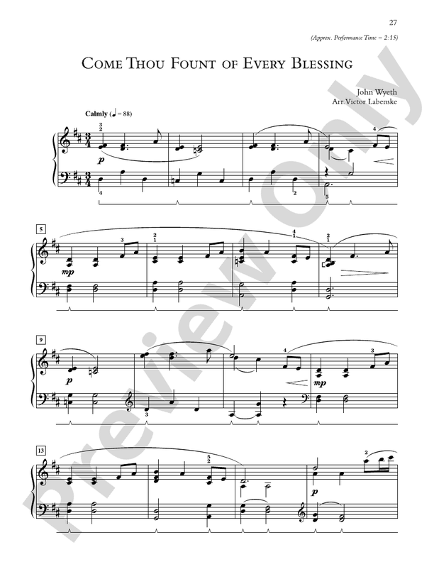 Come Thou Fount of Every Blessing - Piano Solo (Digital Download)