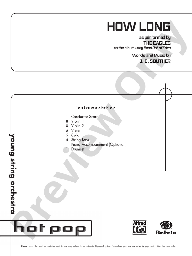 How Long - String Orchestra Conductor Score & Parts (Digital Download)