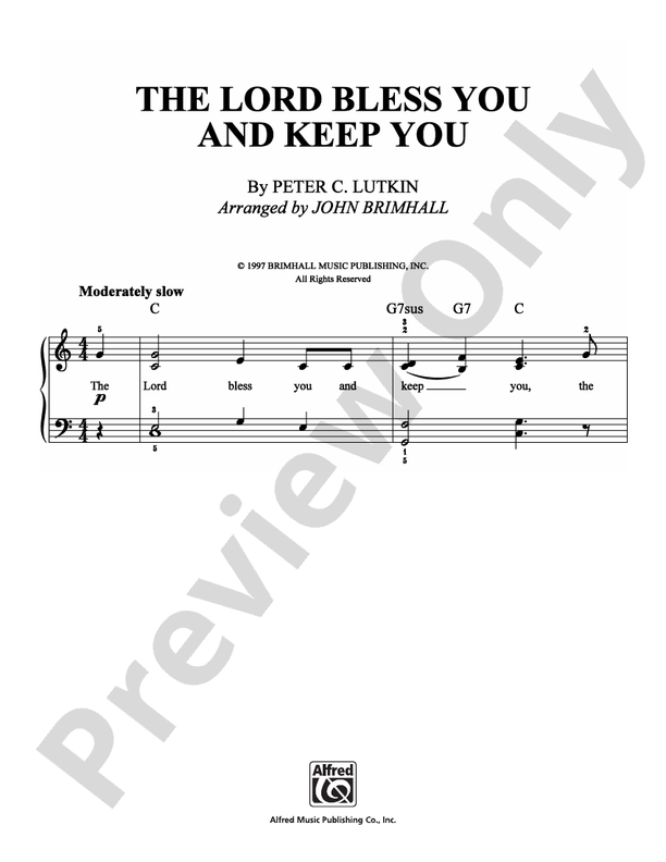 The Lord Bless You and Keep You - Arr. John Brimhall - Easy Piano (Digital Download)