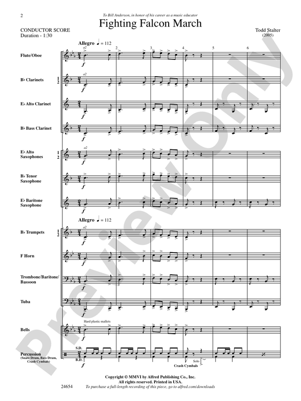 Fighting Falcon March - Concert Band Conductor Score & Parts (Digital Download)