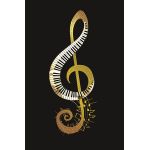 Greeting Card Gold Treble Clef with a Keyboard