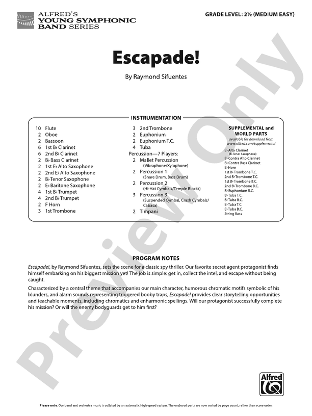 Escapade! - Concert Band Conductor Score & Parts(Digital Download)