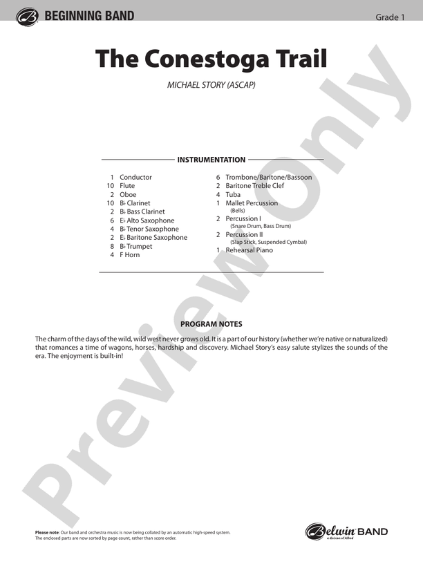 The Conestoga Trail - Concert Band Conductor Score & Parts (Digital Download)