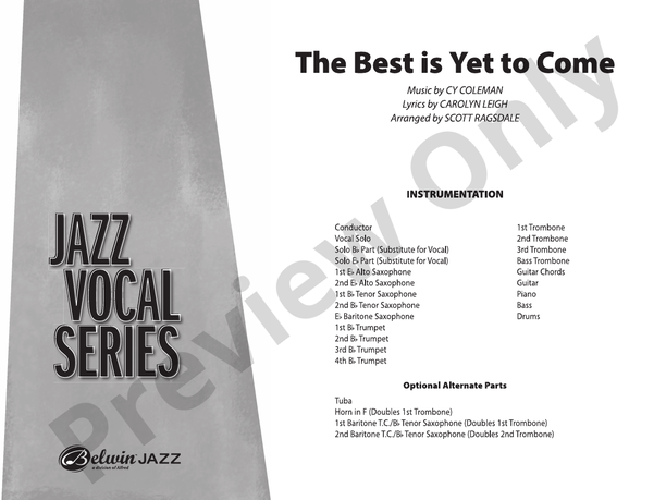 The Best Is Yet to Come - Jazz Ensemble Conductor Score & Parts(Digital Download)