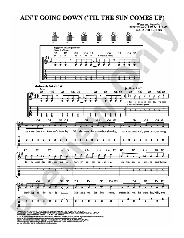 Ain't Going Down ('Til the Sun Comes Up) - Easy Guitar (Digital Download)