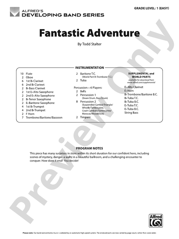 Fantastic Adventure – Concert Band Conductor Score & Parts (Digital Download)