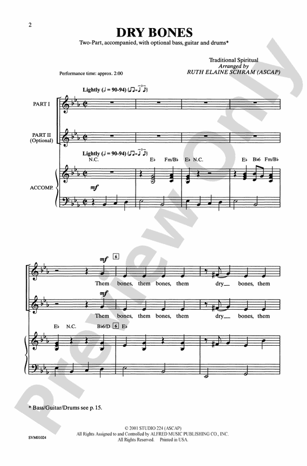 Dry Bones – 2-Part Choral Octavo (Digital Download)