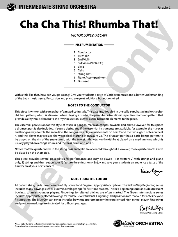 Cha Cha This! Rhumba That! – String Orchestra Conductor Score & Parts (Digital Download)