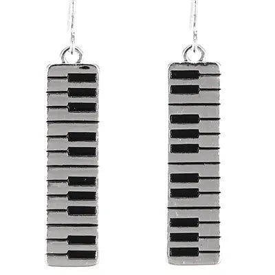 Antique Silver Keyboard Metal Drop Earrings
