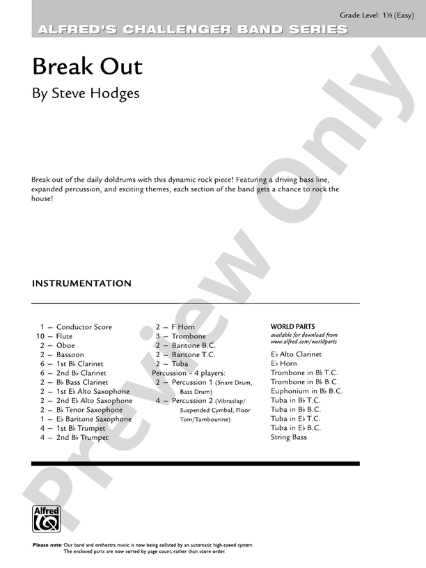 Break Out - Concert Band Conductor Score & Parts (Digital Download)